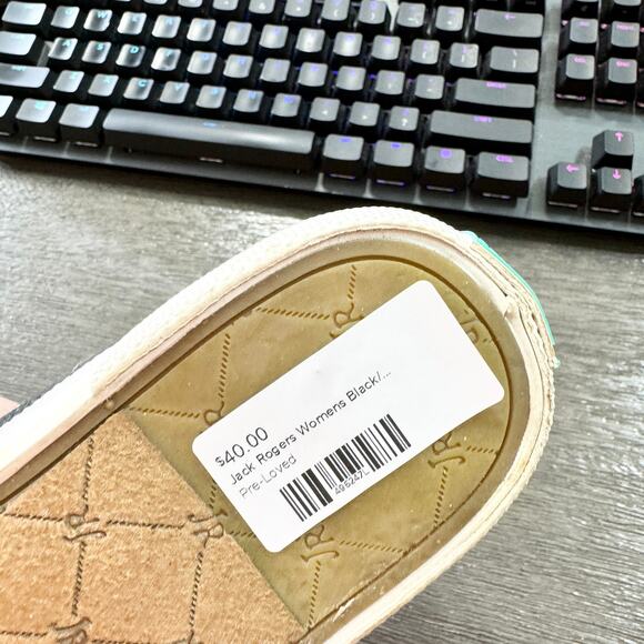 Jack Rogers Women's Slip On Shoe Black White Striped Size 8.5 - Picture 4 of 5